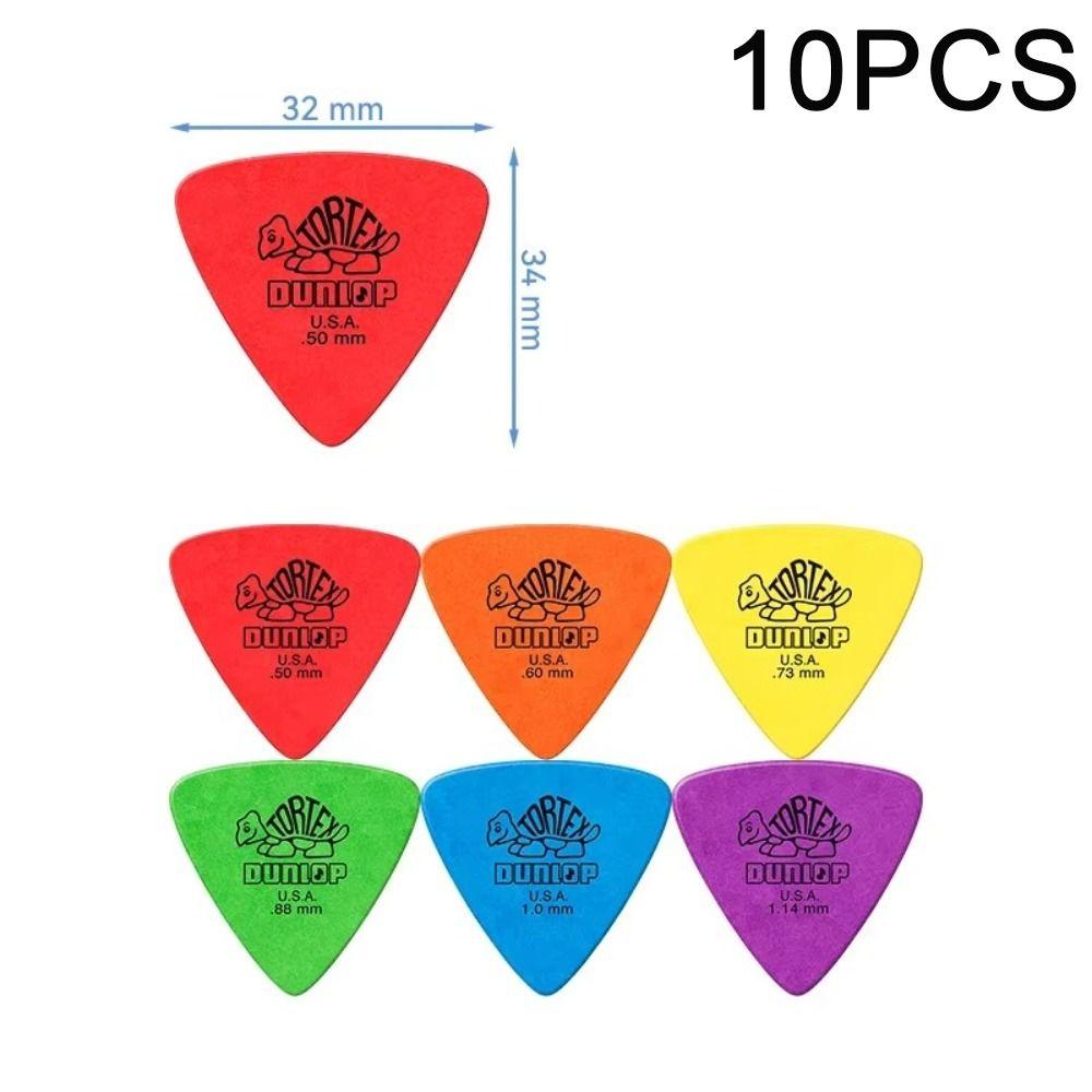 10pcs Guitar Delrin Dunlop Guitar Picks 0.5/0.6/0.73/0.88/1.0/1.14MM Anti-slip Style Electric Guitar Picks Triangle Picks