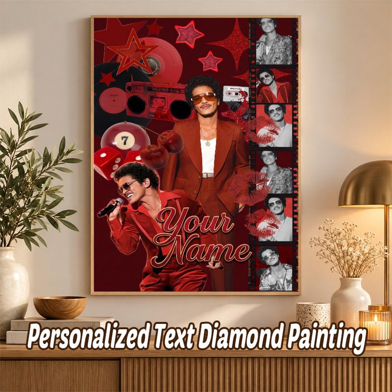 Bruno Mars Custom Name Text 5D Diamond Painting Kit DIY Full Drill Diamond Art Decoration
