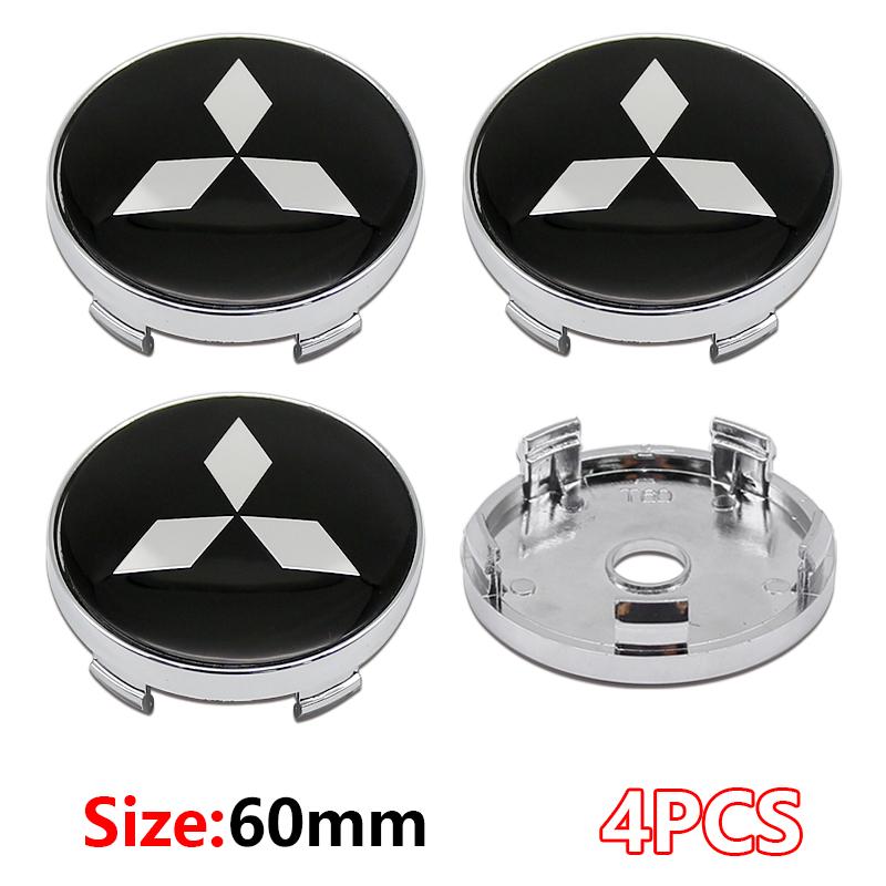4 ks 60mm Samolepky na středové krytky kol auta Kryty ráfků pro Mitsubishi Pajero Outlander XL Montero Lancer Triton l200 Galant