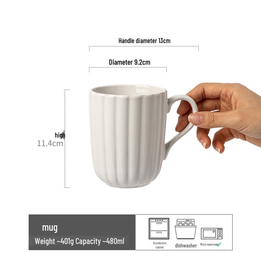 Retro Embossed Ceramic Mug – Office & Home Coffee, Tea, or Water Cup