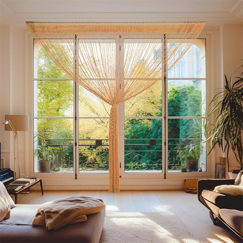 2pcs String Curtains Glitter Fringe Curtains for Window 39 X 79 Inch Door Divider Strip Tassel for Wedding Living Room Bathroom Coffee Shop