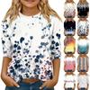 Children's 3/4 Sleeve Tops Knit  Casual  Print T Shirt Round Neck Pullover Blouse