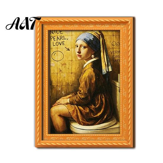 Modern Office Storage Decor Funny Small Wooden Fridge Magnet Picture Frame, Vintage Oil Painting Pattern Retro Style Frames Magnetic Refrigerator