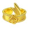 Medieval Vintage Magpie Hollow Flower Brushed Opening Ring Wheat Ear High-End National Style Accessories Women