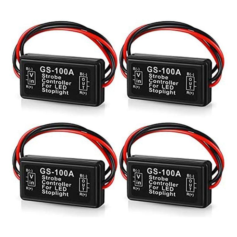 F9-4Piece GS-100A Brake Light Flasher Module DC 12-24V 24W High Brake Controller Tail Lamp Safety Prompt Controller
