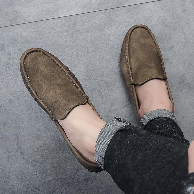 Slip-on Leather Shoes for Men Black Soft Plain Pu Cowhide Classic Original High Quality In Promotion New Man Casual Shoe