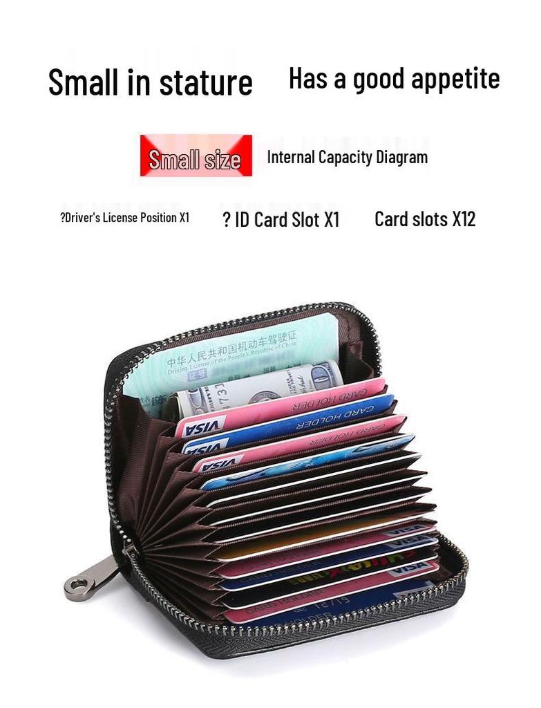 Genuine Leather Multi-Card Holder for Men & Women with Customizable Slots