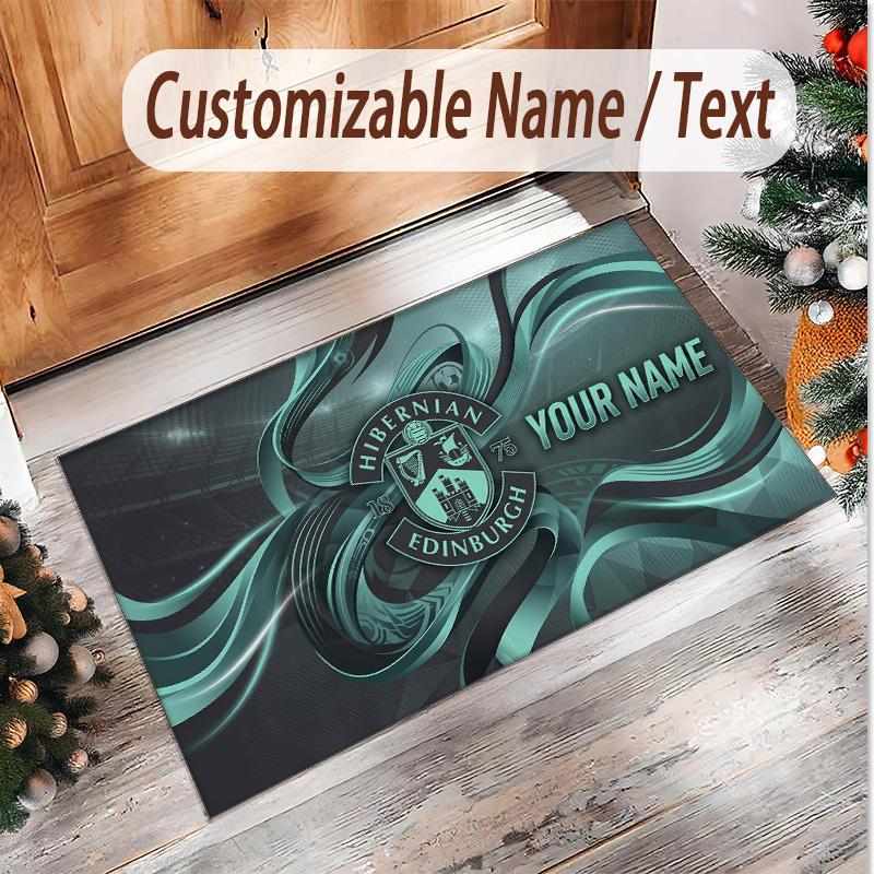 Personalized Crystal Velvet Carpet Hibernian FC Pattern Non Slip Floor Rug