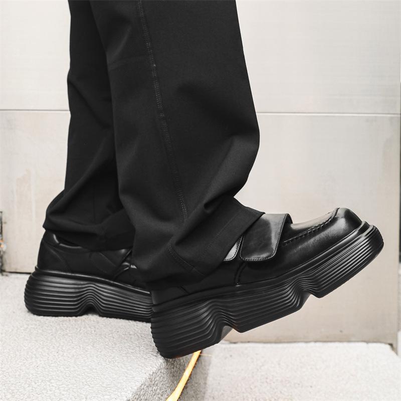 Paris Derby shoes niche design casual leather shoes men's black British high-end big head shoes men's 30315-J