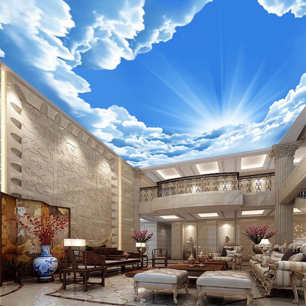 Tapeta na strop Sky 3d Mraky Sluneční svit Nástěnná malba pro chlapce dívky dětský pokoj obývací pokoj nástěnné malby na stropy