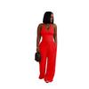 Women's Summer Solid Color Halter Top with High-Waisted Pocket Wide-Leg Pants