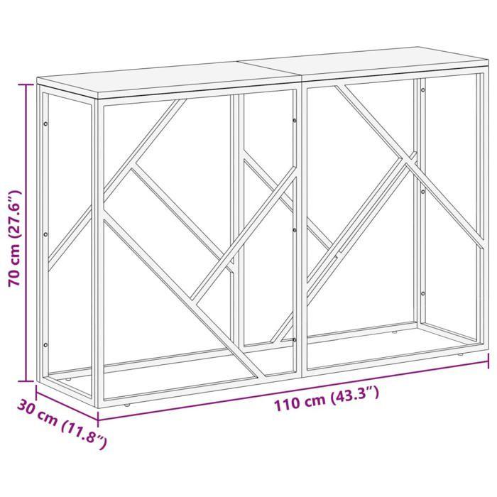 VidaXL Silver Console Table Stainless Steel and Solid Larch Wood, Sofa Table, Hallway Table, Behind Table 349997