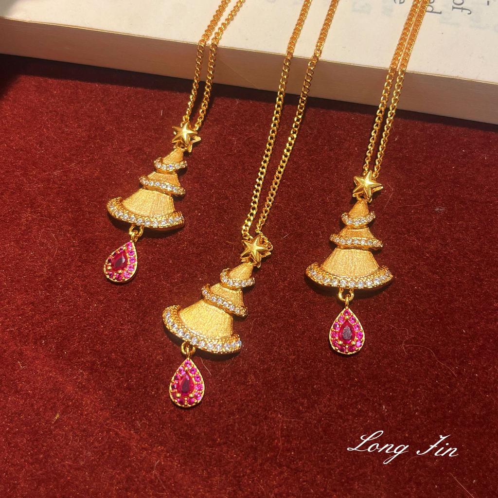 Italian Brushed Christmas Tree Necklace, High-End Exquisite Light Luxury Collarbone Chain, Christmas Limited-Edition Accessories