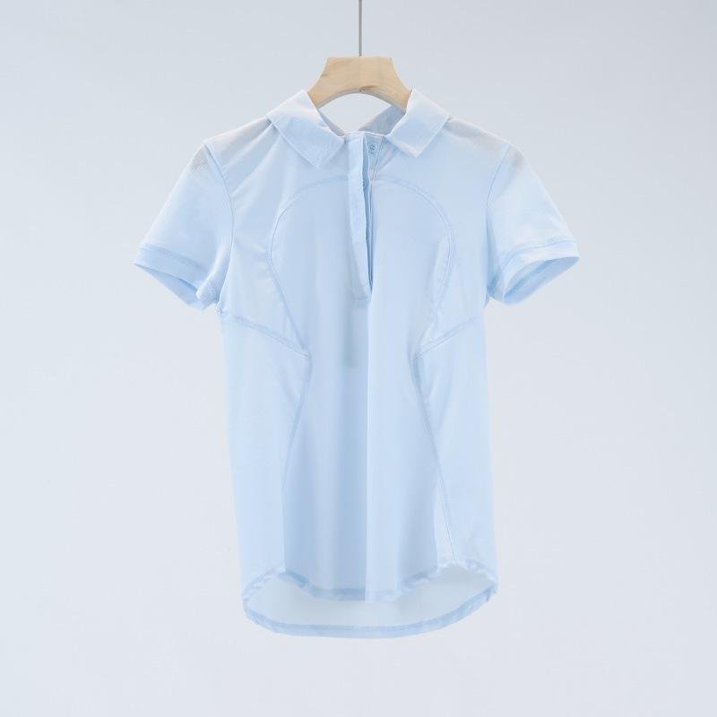 Women's Quick-Dry Polo Shirt - Breathable Moisture-Wicking Knit for Yoga & Fitness