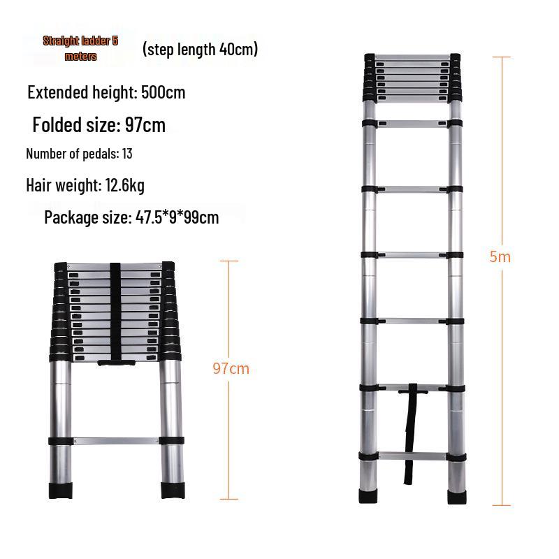 Multi-Functional Aluminum Telescopic Ladder - Herringbone Design, Foldable, Thickened for Household and Large Joint Decoration.