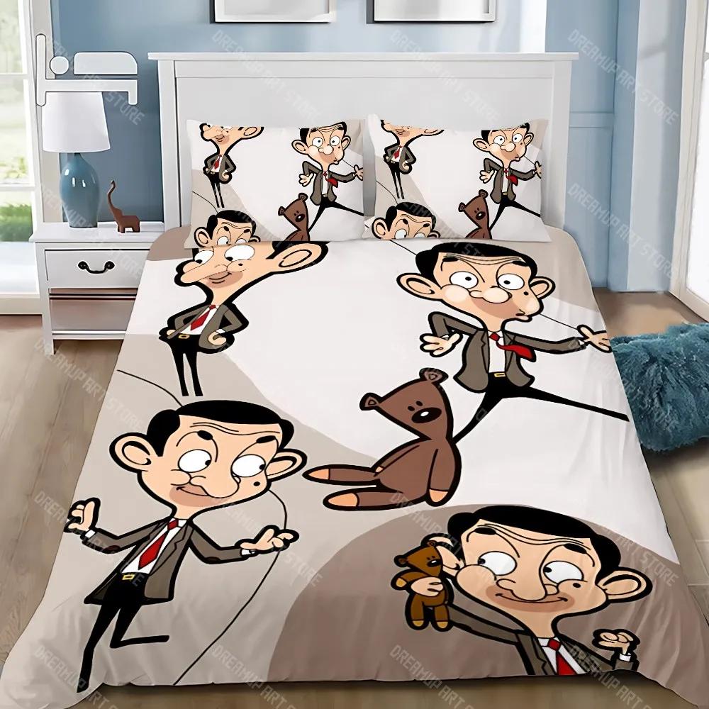 Cartoon Bettbezug Kissenbezug Bettwäscheset Erwachsener Junge Mr B-Bean Mädchen Schlafzimmer Dekoration Kinder Geschenk Einzel Doppel Große Größe