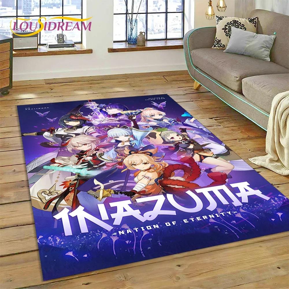 Latest Genshin Impact Cartoon Game Carpet Rug for Bedroom Living Room Home Sofa Decoration,Children Game Large Decor Floor Mat