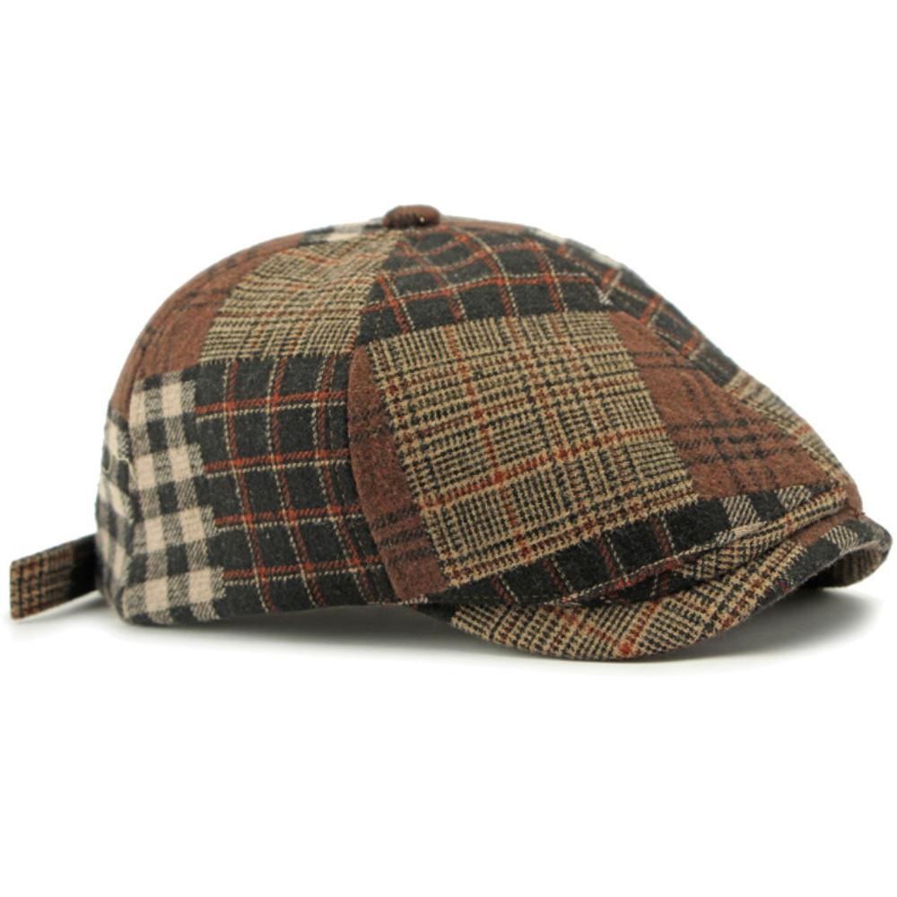 Men Women Berets Vintage Plaid Artist Painter Beret Hat Male Female Retro Octagonal Flat Cap Autumn Winter Ivy Beret Cap
