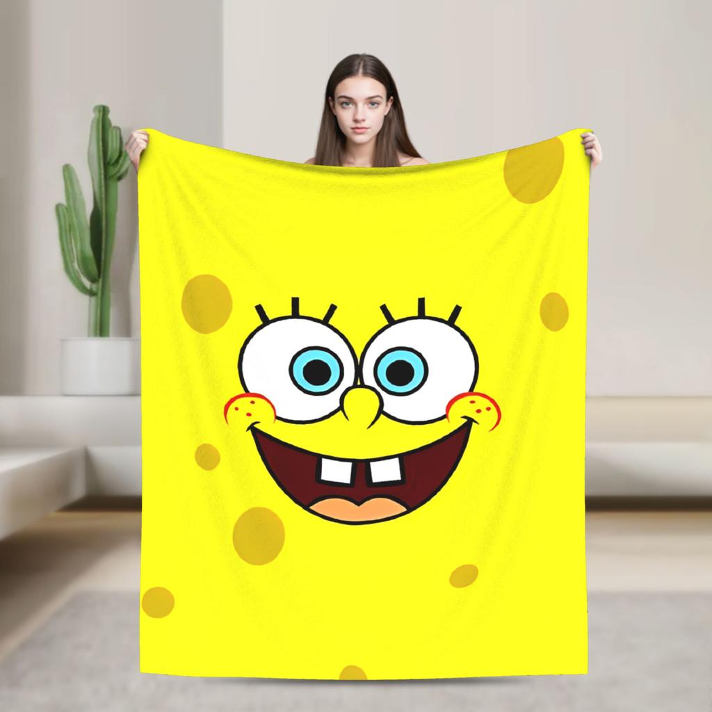SpongeBob SquarePants Cartoon Blankets Fleece Lightweight Thin Throw Blanket for Bedroom Sofa Bed Rug
