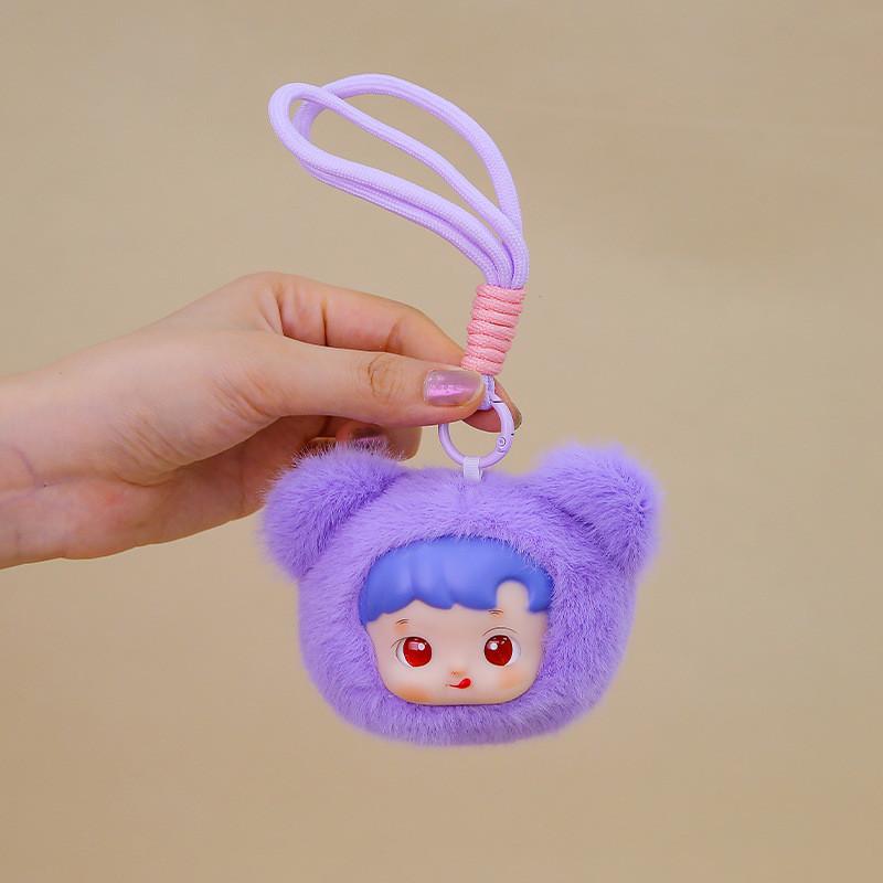 Cute Bear Doll Head Plush Keychain Toy Backpack Accessory Gift Birthday