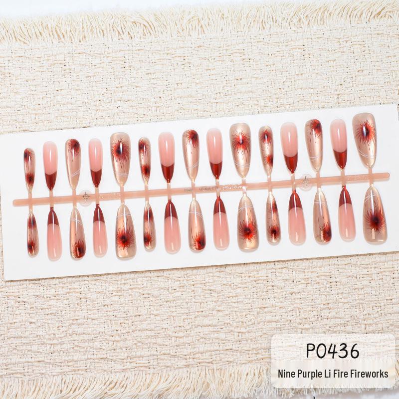 Elegant Nine Purple Cat Eye Fireworks Press-On Nails – Set of 30 Full-Size Pieces
