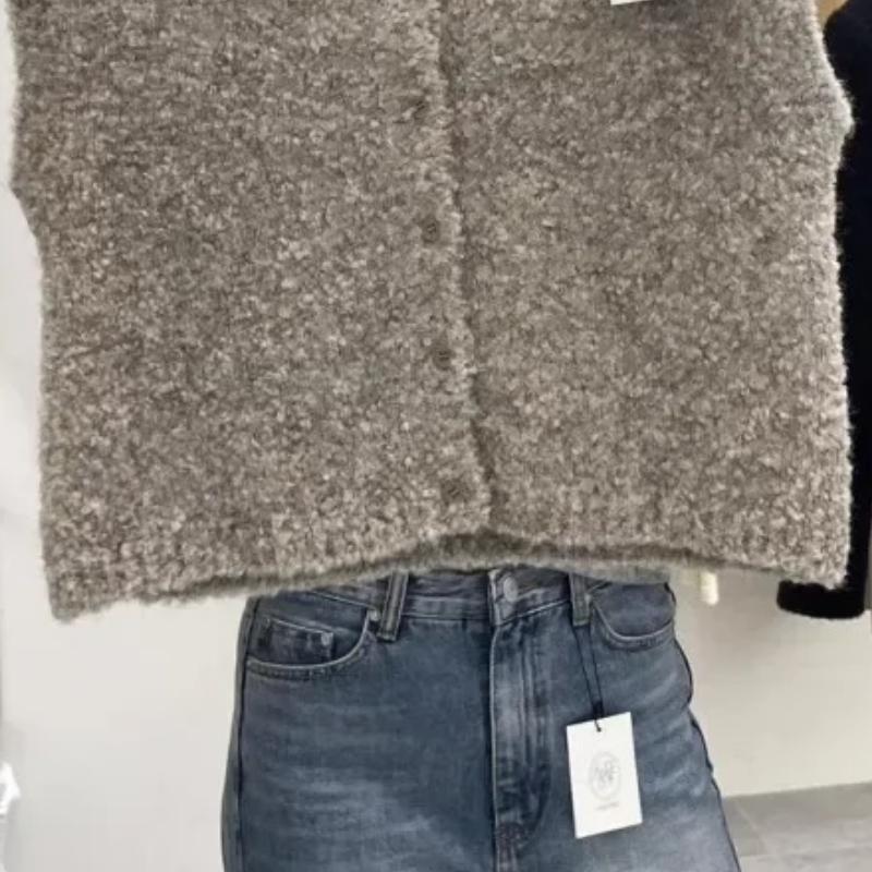 Frühling 2025 Damen Strick-Offener Cardigan Pullover Stehkragen Ärmellose Weste Designgefühl Koreanisch Lässig Pendler Passform Oberbekleidung Neu