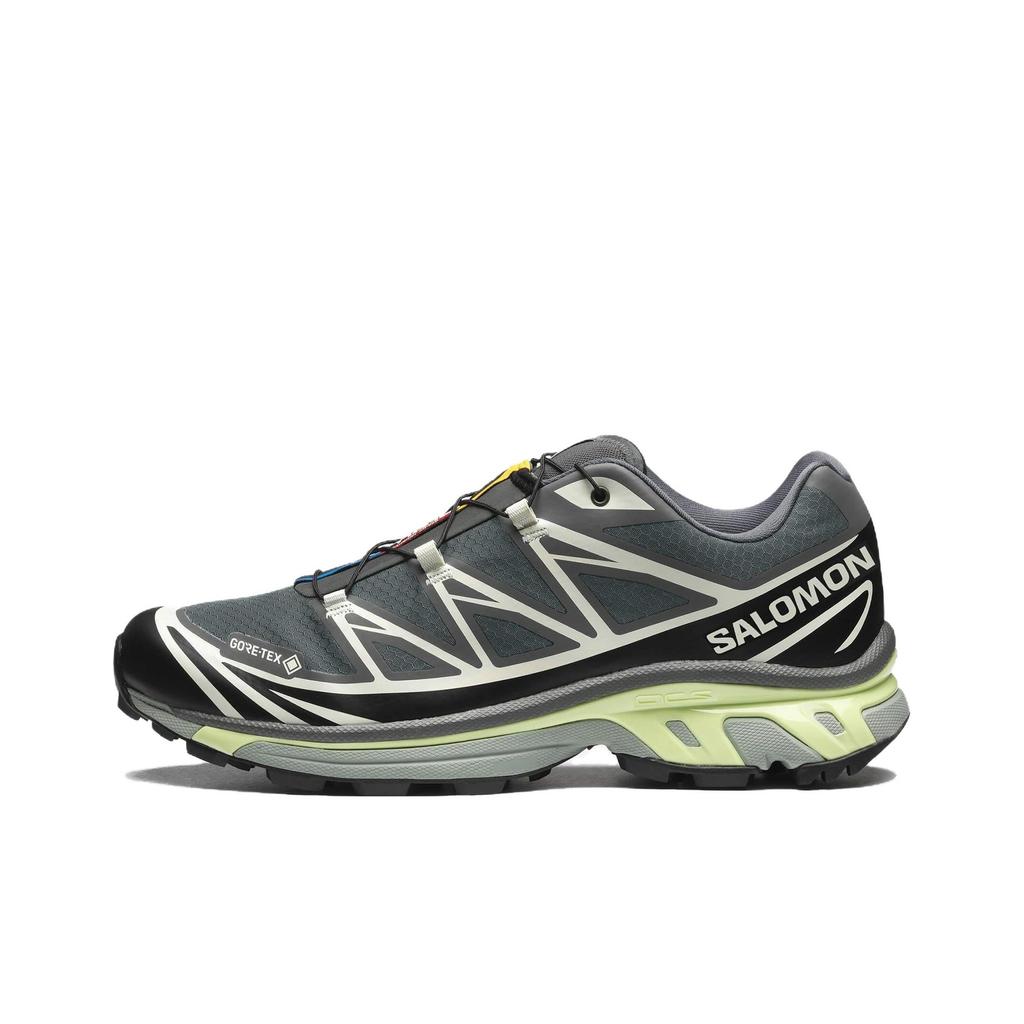 SALOMON Xt-6 Gtx Comfortable Versatile Waterproof Low-Top Running Shoes Unisex Running Shoes Urban-Gray Black Lime 475813