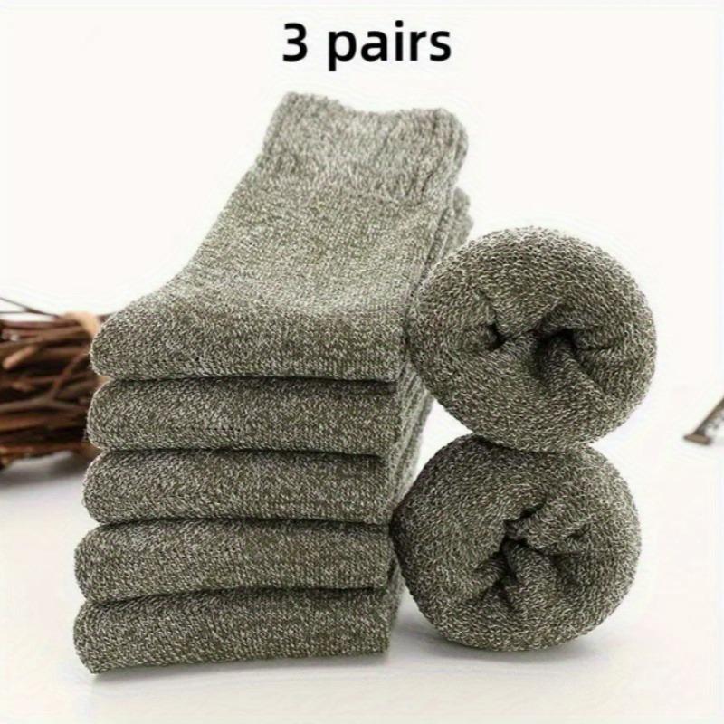 Men's Thick Warm Towel Socks 3 Pairs of Casual Solid Color Mid-calf Socks Winter Men's Socks