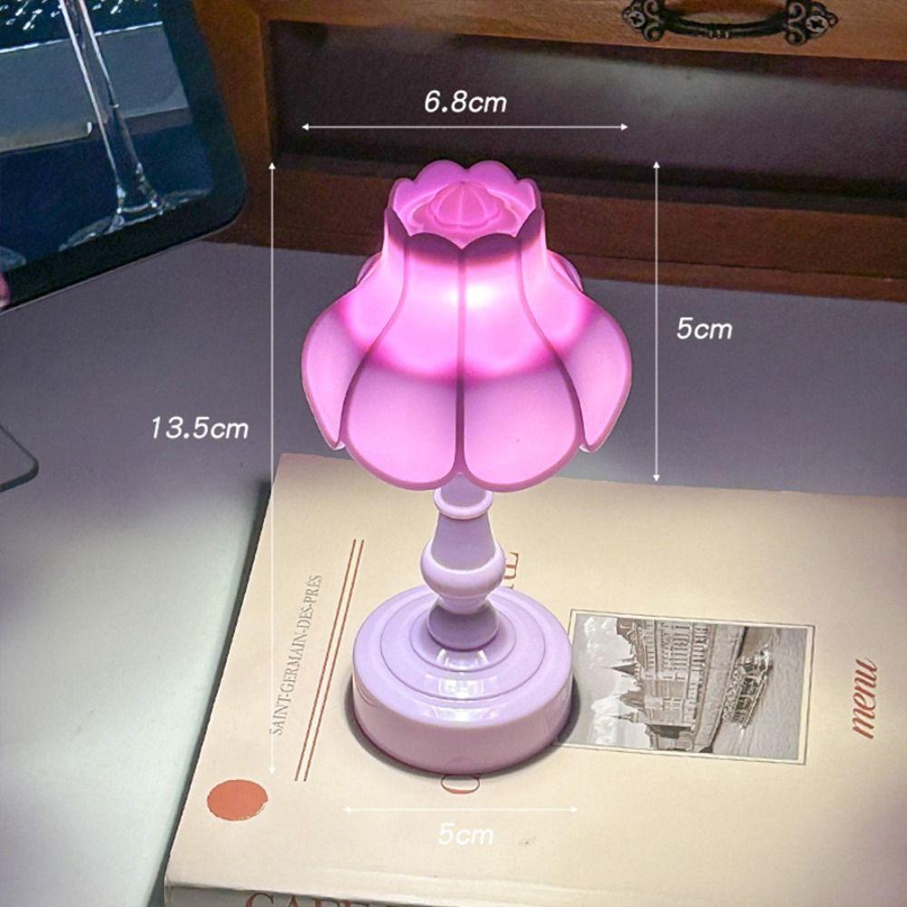 Dollhouse Miniature Flower Bud LED Table Lamps Simple Bedside Lamp Mini Night Light Home Decor