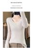 2024 Spring/Autumn Women's Slim Fit V-Neck Long Sleeve Knitwear - Korean Style Trendy Base Layer