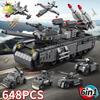 Non-Toxic Ww2 Military Tank 648Pcs 6In1 Building Blocks Set Truck Plane Army Bricks City Construction Toy For Children Kids Game