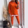 Streetwear Girl Puffed Sleeve Hoodie And Jogger Set With Spliced Design For Casual Fall Wear