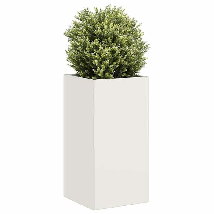 VidaXL Planter White 40x40x80 Cm Cold-rolled Steel, Flower Pot, Plant Stand, Raised Bed, Support of 860704