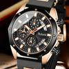 Men's Silicone Strap Watch with Multifunctional Calendar Design Waterproof Sports Wristwatch for Daily Use and Outdoor Activities