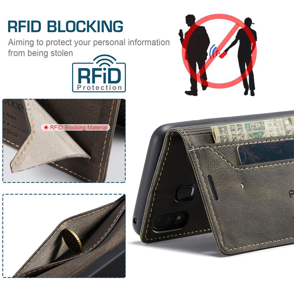 Premium Vintage Leather Wallet Case for Samsung Galaxy A40 - RFID Blocking, Flip Cover with Card Slots (4 Colors)