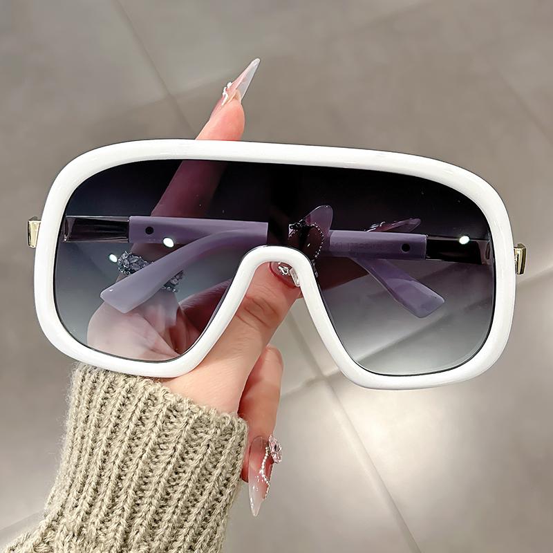 Large-framed, one-piece, European-style fashionable sunglasses, high-end and casual, unisex windproof sunglasses