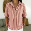 Neues europäisches und amerikanisches gestreiftes Sommer-Kurzarmhemd Mode lässig Damen Revers