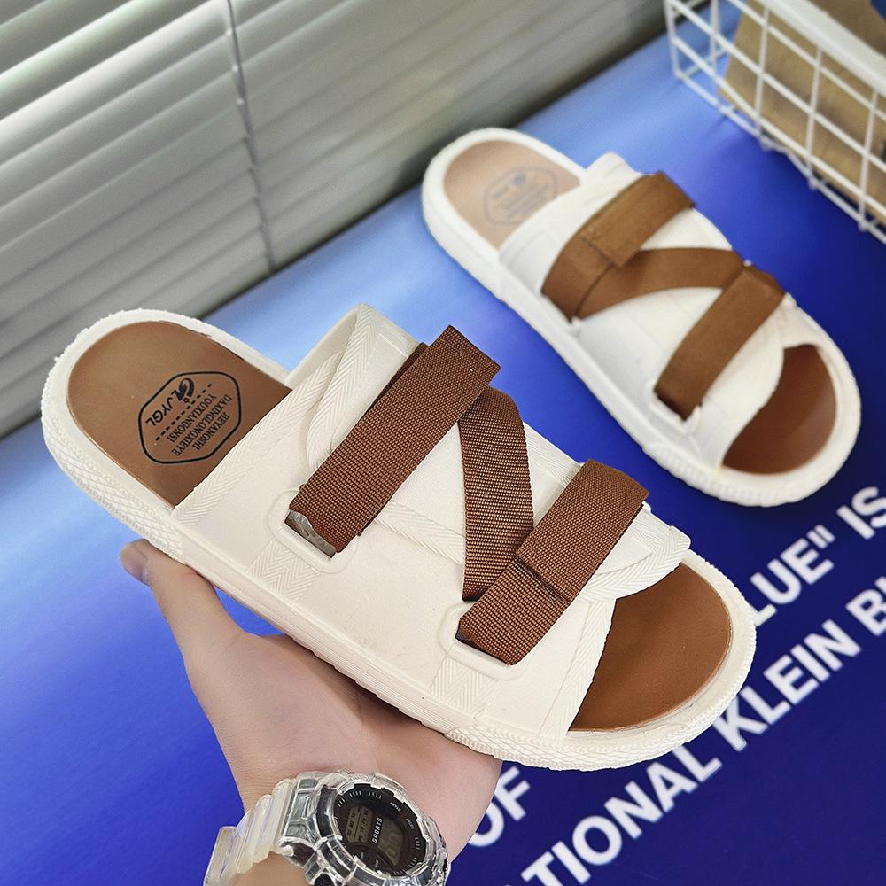 

Тапочки мужские летние спортивные пляжные туфли пара женские нескользящие одно слово перетащите контрастные сандалии 45