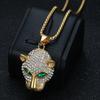 2026 Jewelry Inlaid with Zircon Men's Exquisite Jewelry Necklace Green Red Eyes Leopard Head Pendant Trendy Brand Jewelry Men's and Women's Necklace