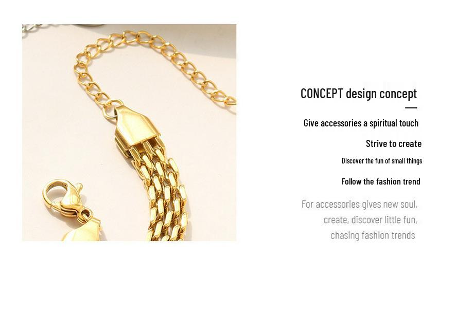 Versatile Trendy Geometric Titanium Steel Bracelet for Women, 18K Gold Plated, European & American Style (E250)