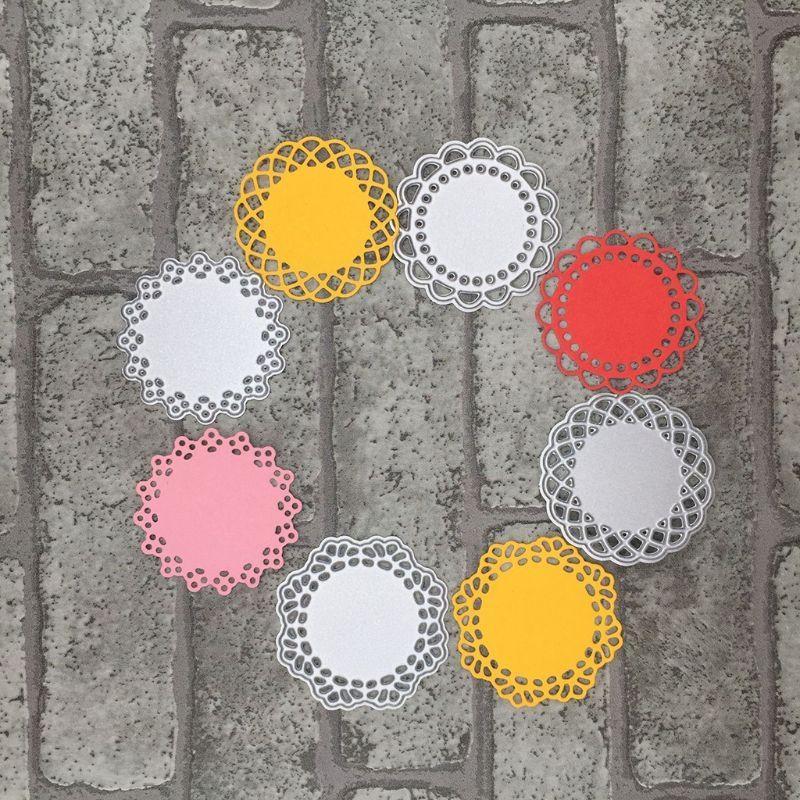 4 Pcs Round Lace Cutting Dies Metal Blade Stencils Embossing Template