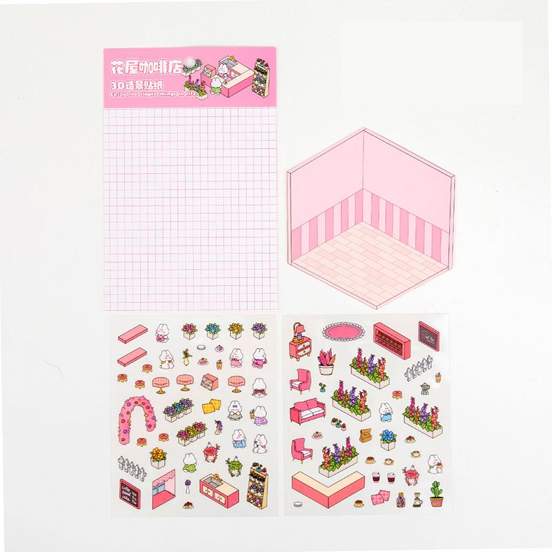 

Мультфильм Милые 3D DIY Ландшафтные наклейки Миниатюрные сцены Визуальные стековые наклейки Творческие DIY Украшения Наклейки Подарки