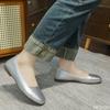 Women's Genuine Leather Low-heel Solid Color Shoes Round Toe Flat Bottom Shallow Single Shoe Casual Versatile Loafers Mujer