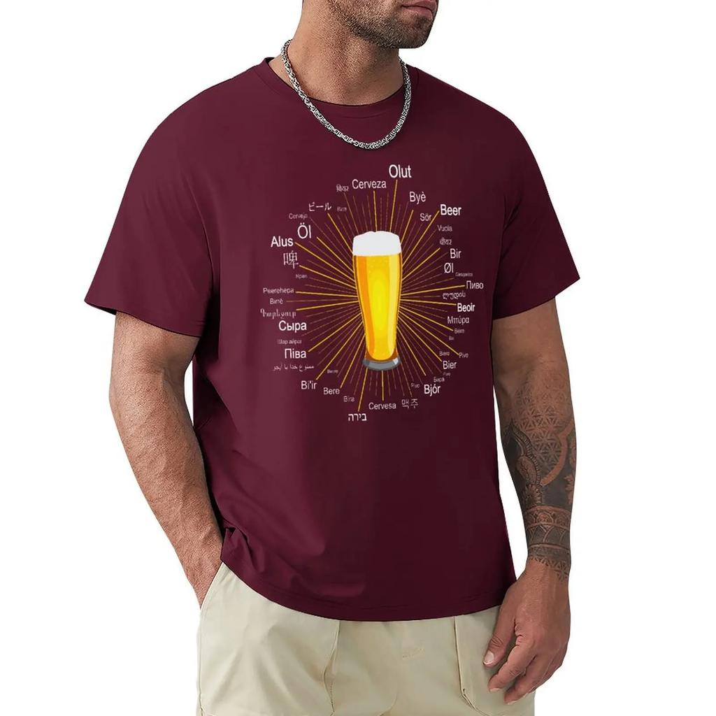 Wort Bier In 45 Verschiedenen Sprachen Unterschiedlicher Stil T-Shirt Harajuku Kurzarm T-Shirt 100% Baumwolle Grafik T-Shirt Oberteile