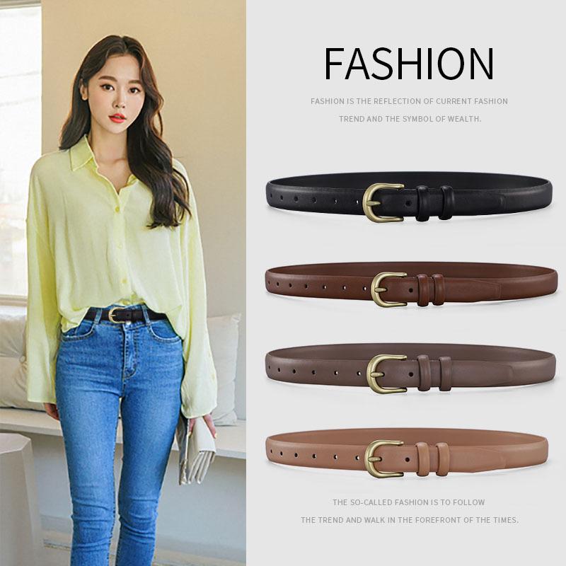 Women'S Belt Retro Semicircular Pin Buckle Belt Women'S Fine Pure Cowhide Simple Denim Suit Skirt Belt