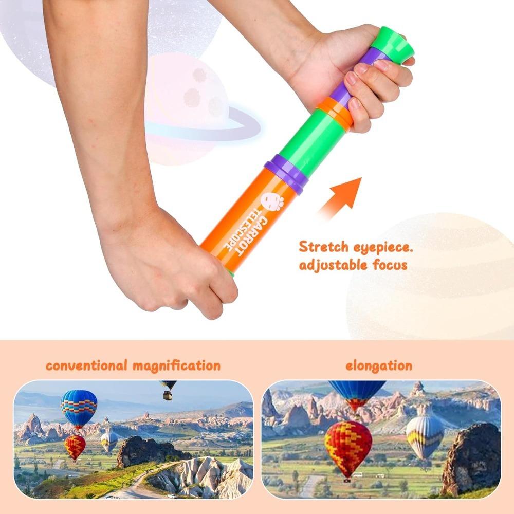 Radish Telescope 8X Telescope Retractable Monocular 3-Section Length Free Adjustment Carrot Telescope Gifts For Kids Young Boys Girls