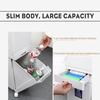 2 Layer 42 liters Wet Dry Sorted Kitchen Trash Can Storage Trash Bin Dustbin Garbage Rubbish Bin PP Moveble Recycle Waste Bin