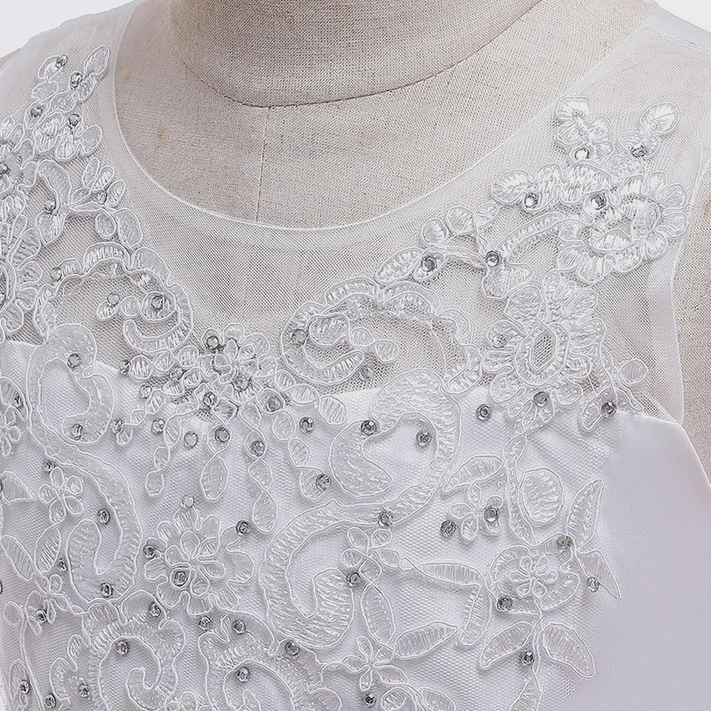 2024 Embroidered Princess Wedding Dress for Girls with Bow Tail