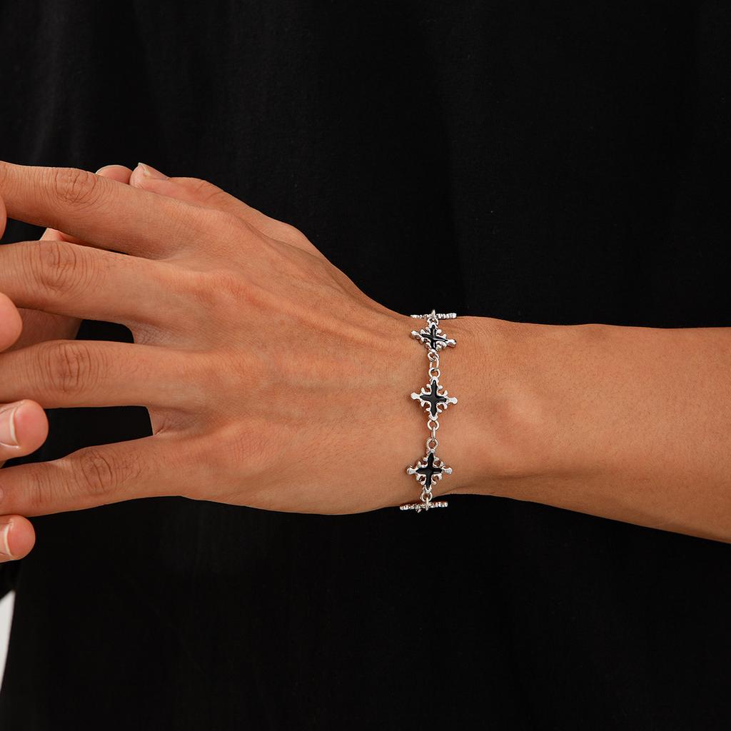 Ingemark Creative Jesus Cross Chain Bracelet for Man On Hand Hip Hop Charm Silver Color Bangles Christian Couple Jewelry Gift