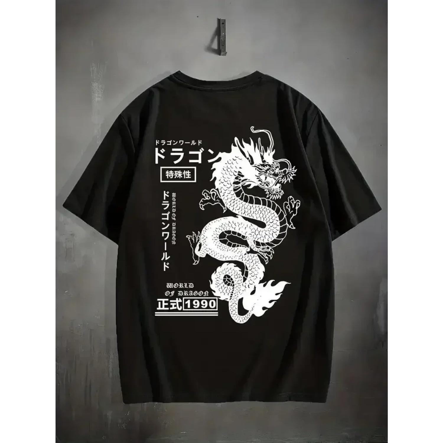 New Hot Selling Totem Dragon Print Men s T-shirt Summer Outdoor Sports Oversized Tees Cotton Man Womens T-Shirt Tops S